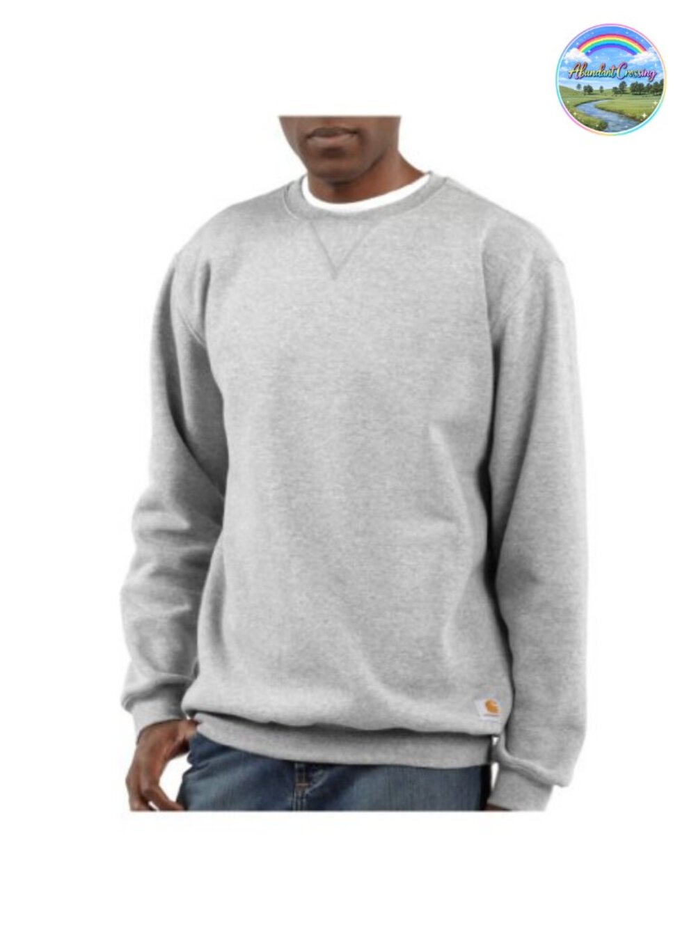 Men's Cotton Blend Pullover Crewneck Sweatshirt with Kangaroo Pocket